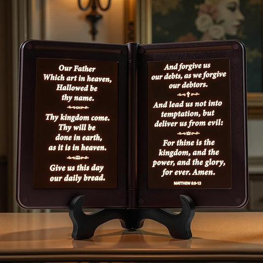 mamre Bible Verses Lamp, The New Testament Display Light - Thy Word is a lamp Unto My feet, and a Light Unto My Path. - Matthew 6:9-13 The Lord's Prayer, Gospel Gift, Bookshelf Lamp