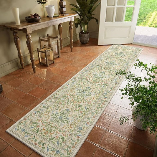 Washable Runners for Hallways Kitchen Rug: 2'x10' Runner Rugs Stain Resistant Non Slip Low Pile Soft Indoor Carpet Runner Rugs for Entryway Hallway Bedroom Kitchen Beside Bathroom Laundry Room