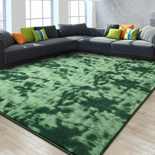 Gifeas Large Ultra Soft Modern Area Rugs for Living Room Bedroom, 7x10 Feet Tie-Dyed Green Thickened Memory Foam Indoor Carpets, Non-Slip Comfy Rug for Boys Girls Nursery Room Home Decor