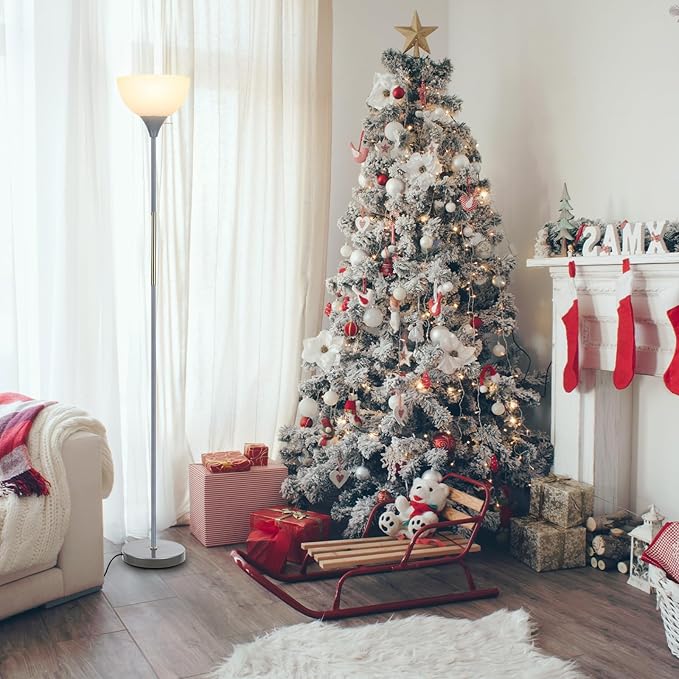 LALISU Floor Lamp, LED Standing Lamp 3 Way Dimmable Brightness Floor Lamp Rotary Switch Floor Lamps Modern Industrial Lamp with Shade, Tall Lamps for Living Room Bedroom Office Dining Room (Grey)