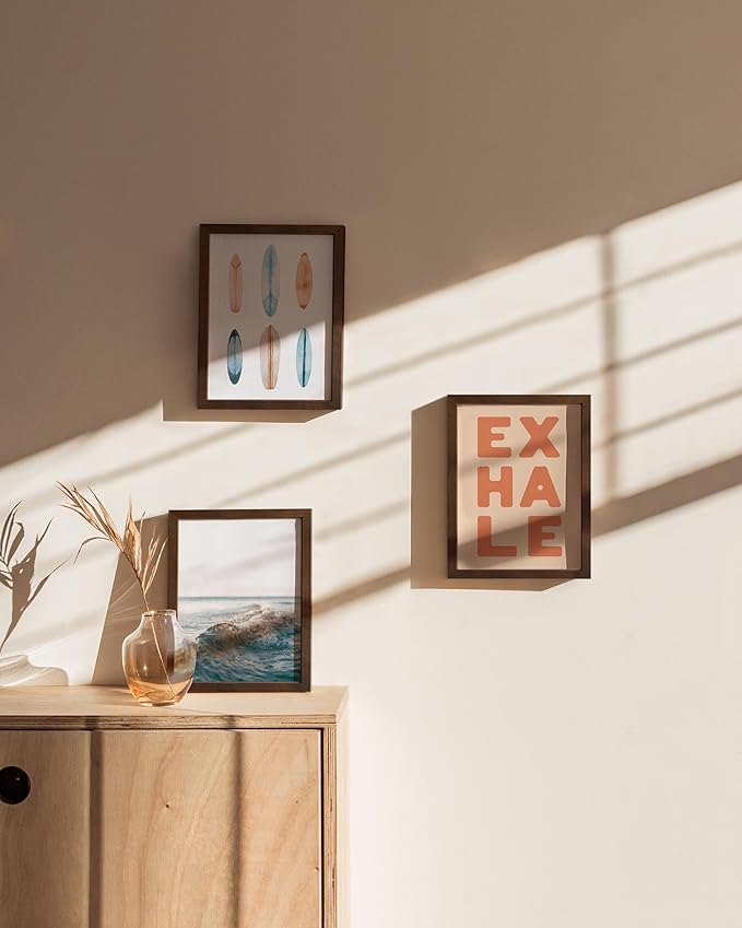HAUS AND HUES 6x8 Walnut Oak Wooden Picture Frame - Set of 9 6x8 Poster Frame - Premium Oak, Vertical Hang, Shatterproof Plexiglass - Ideal for Home, Room, Office (6x8-inch, Walnut, Set of 9)