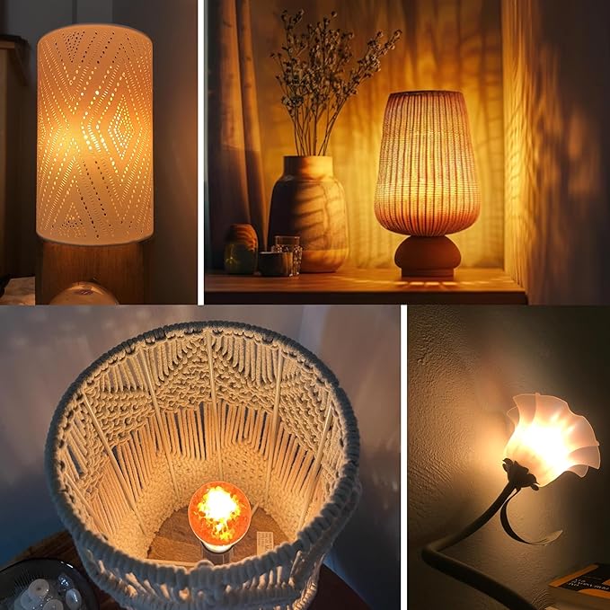 Lustaled 3W LED Salt Light Bulbs E26 2200K Warm Amber Light Bulb, B11 Candelabra Light Bulbs, Himalayan Salt Lamp, Non-dimmable Night Light Bulb for Decorative Lighting, Living Room Bedroom-2pack