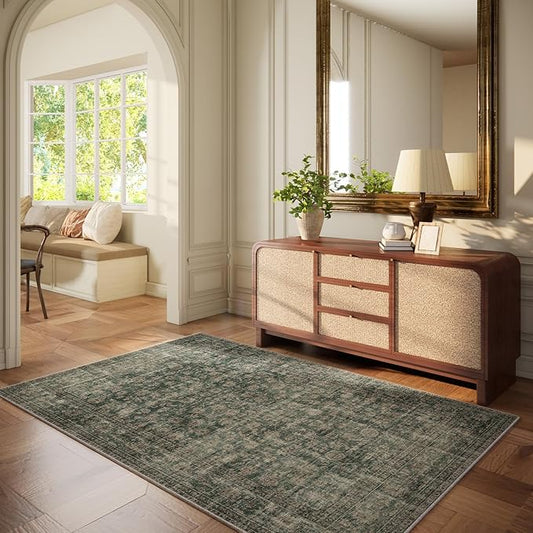 Machine Washable Throw Rugs for Entryway: Door Mat Indoor Entrance 3x5 Rug Boho Small Area Rug Non-Slip Low Pile Kitchen Rug for Front Door Indoor Entrance Entry Kids Room