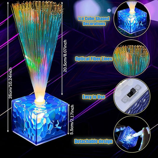 Amylove Mini Fiber Optic Lamp Bulk LED Light Color Changing Table Centerpiece Glow in The Dark Party Favors Supplies for Wedding Graduation Prom Birthday Disco Dance Decorations(9 Inch,Clear)