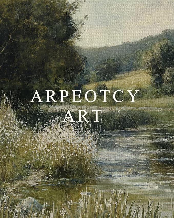 ARPEOTCY Extra Large Vintage Framed Wall Art, 36x54 Inch River Landscape Hanging Framed Canvas Prints Scroll Wall Art Decor for Living Room Bedroom, Retro Scenery Pictures Above of Bed