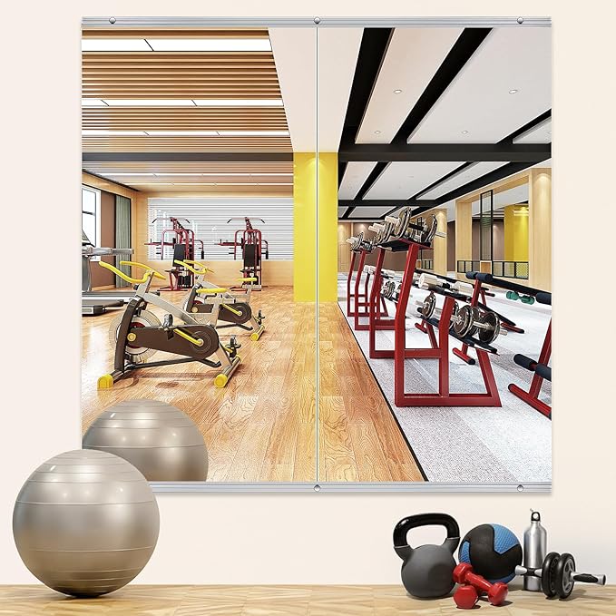 Home Gym Mirror,2 Pack Large 47.2x23.6 Inch Frameless Tempered Glass Wall Mirror, Full Body Workout and Decorative Mirrors for Home Gym, Yoga, Dance Studio, Garage, Exercise Room
