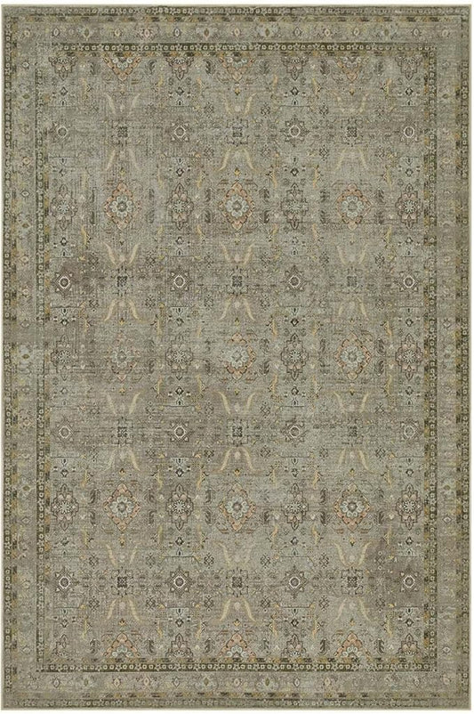 Rugxara 9x12 Area Rugs for Living Room Bedroom, Large Washable Rug, Vintage Floral Boho Rug, Non Slip & Low Pile Faux Wool Thin Carpet for Indoor Dining Room and Kids Room(Olive Brown 9x12ft)