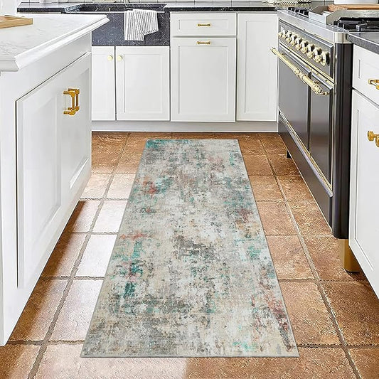 ROYHOME Modern Abstract Runner Rug 2x5 Washable Non Slip Stain Resistant Rug for Bedroom Living Room Non Shedding Low Pile Indoor Floor Cover,Colorful