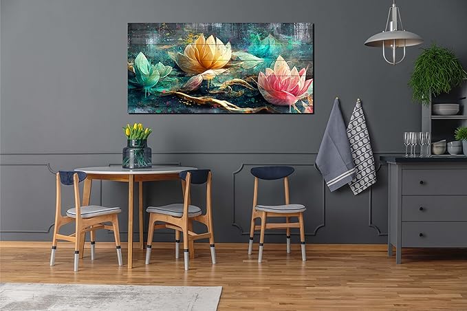 GUGIKA Floral Canvas Wall Art for Living Room Large Size, Bedroom Wall Decor Bed Above, Room Decor for Teen Girls, Flower Home Decorations Stretched and Framed Ready to Hang Painting Artwork 59"x29"