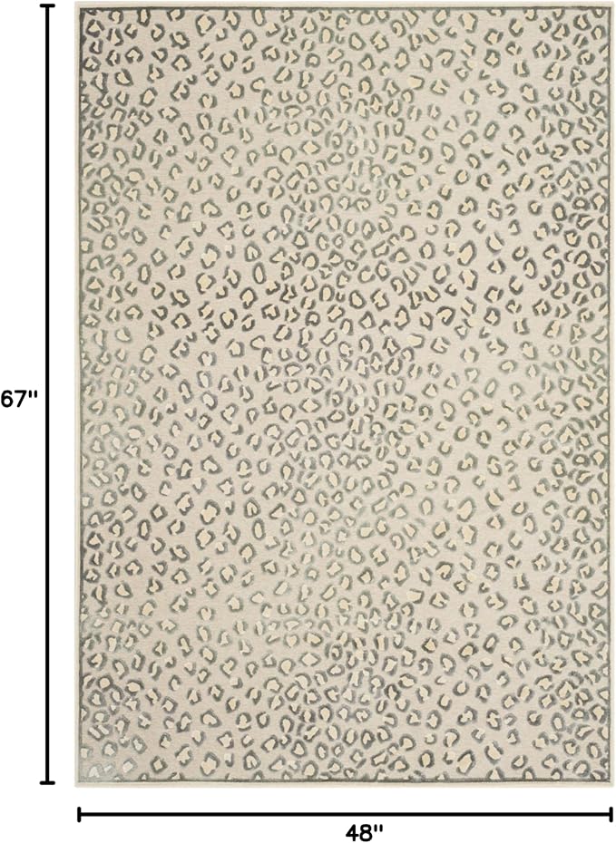 SAFAVIEH Paradise Collection Accent Rug - 4' x 5'7", Cream & Multi, Animal Print Viscose Design, Ideal for High Traffic Areas in Entryway, Living Room, Bedroom (PAR84-2440)