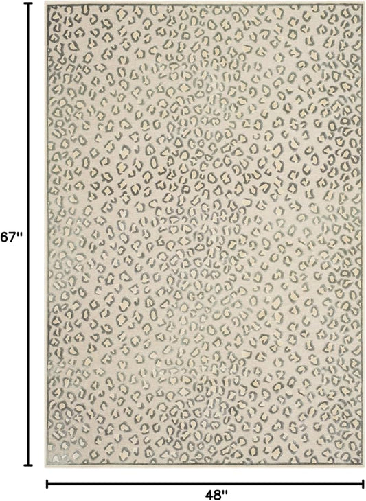 SAFAVIEH Paradise Collection Accent Rug - 4' x 5'7", Cream & Multi, Animal Print Viscose Design, Ideal for High Traffic Areas in Entryway, Living Room, Bedroom (PAR84-2440)
