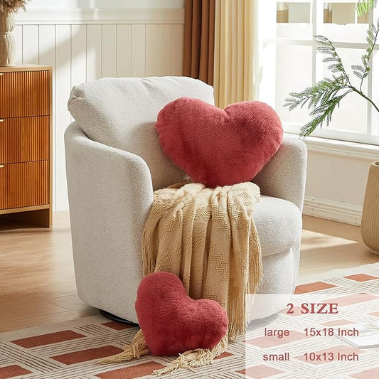 EastTree Heart Pillows, Peach Pink Heart Shaped Pillows, Ultra Soft Extra-Large Fluffy Pillows, Love Throw Pillows Gifts, Women Girls Living Room Decor 15x18 Inch