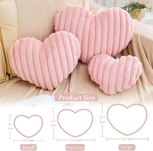 XVTRU Heart Pillows Heart Decorative Pillow Soft Fluffy Heart Shaped Pink Throw Pillows with Faux Rabbit Fur Aesthetic Room Decor Cute Pillow for Valentines Mother's Day