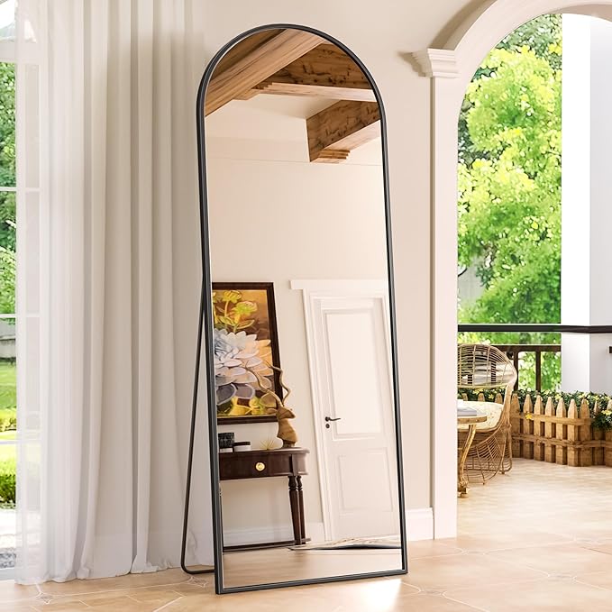 Antok Full Length Over-the-Door Hanging Mirror - Freestanding Wall Mount Leaning Body Mirror for Bedroom Living Room Entryway, 58" L x 21" W, Black