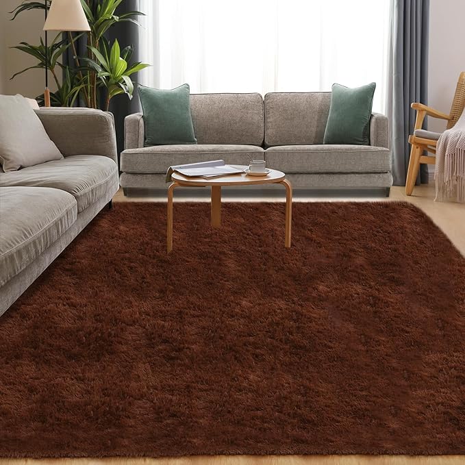Puremy Luxury 4x6 Area Rug, Ultra Soft Rugs for Living Room, Plush Carpet Rugs for Bedroom, Non-Slip Indoor Rug for Nursery, Study Room, Playroom, Home Decor, Brown