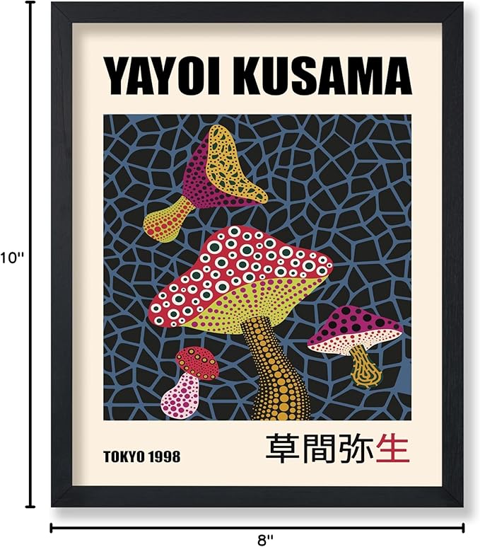 Poster Master Vintage Poster - Infinity Mushroom Print - Abstract Japanese Art - Gift for Men & Women - Pop Art Decor for Office, Bedroom or Living Room - 8x10 UNFRAMED