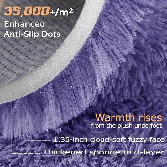 2x6 Runner Rug for Bedroom: Fluffy Shag Soft Washable Rugs Small Fuzzy Plush Indoor Carpet for Hallway Bedside Dorm Kids Girls Boys Room (Purple, 2'x6')