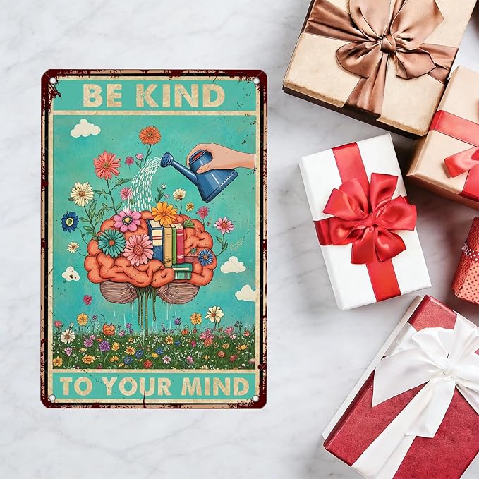 Be Kind To Your Mind Metal Tin Sign Book Posters Classroom Decor Reading Decor Love Reading Book 12x8 Inch