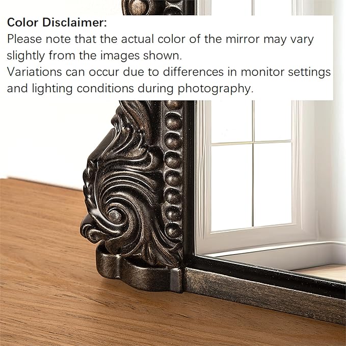 SHYFOY Antique Black-Gold Mirrors for Wall Decor Baroque Scalloped Top, Vintage Wall Mirror Decorative Mirrors for Living Room Entryway Bathroom Powder Room, 23"X36" Wide Version