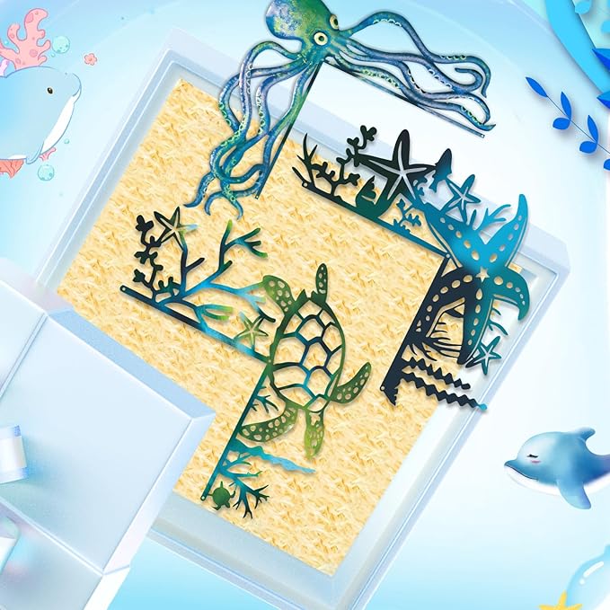 2025 3PCS Ocean Door Frame Decoration Set Metal Turtle Octopus Starfish with Double Sided Silhouette for Window, Door, Shelf, Table, and Corner Sign Home Décor Accent