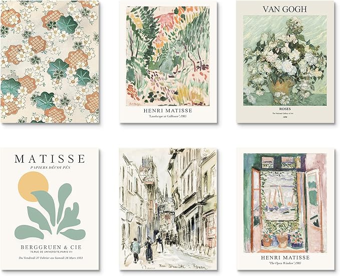 Habseligkeit Sage Green Master Wall Art Prints, Matisse Wall Art Exhibition Posters, Vintage Art Art Prints, Retro Room Decor for Aesthetic Bedroom(11x14inch, Unframed)