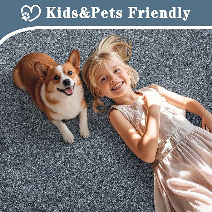 6x9 Area Rugs for Bedroom Living Room, Blue Soft Low-Pile Modern Indoor Thickened Memory Foam Non-Slip Washable Carpets for Kids Dorm Home Decor Rug