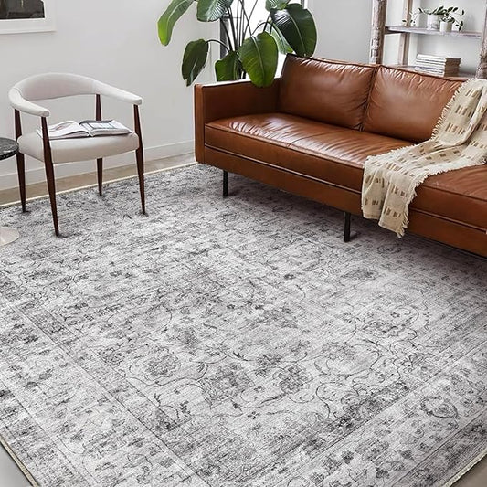 CHAMPLANT Washable Area Rug 10'x14' Boho Design Non-Shedding Easy Care Ideal for High Traffic Areas in Living Room Bedroom Office Coffee Table Kitchen Large Carpet