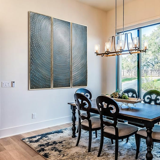 Empire Art Direct Abstract Wall Art Textured Hand Painted Canvas by Martin Edwards, Triptych, 60" x 20" each, Concentric