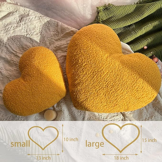 EastTree Heart Pillows, Ginger Heart Shaped Pillows, Love Throw Pillows, Cute Sherpa Heart Decor, Small Fluffy Pillows, Women Girls Living Bedroom Home Decoration 10x13 Inch