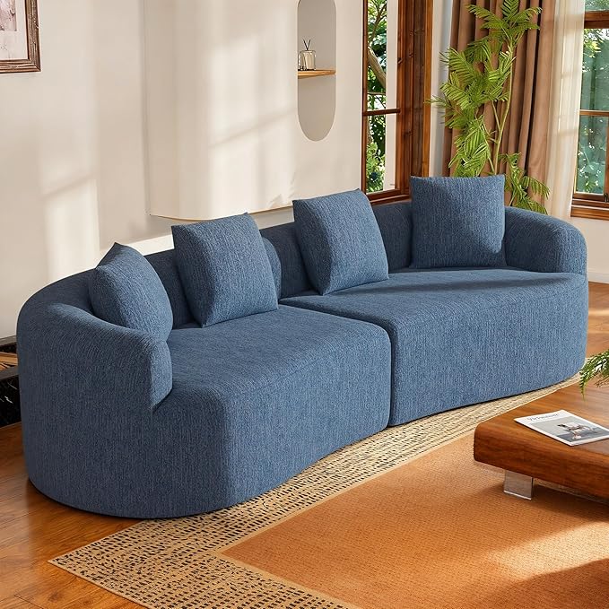 110” Modern Curved Sofa,Oversized Couch for Living Room,Cloud Couch with Boneless Couchs,Modular Sectional Sofa with Deep Seat,No Assembly Required,Dark Blue