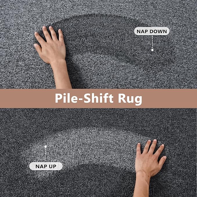 FinRèc 5x7 Washable Area Rugs for Bedroom Living Room, Low Pile Thin Rug Solid Color, Non-Slip Carpet Indoor for Home Decor (Grey)