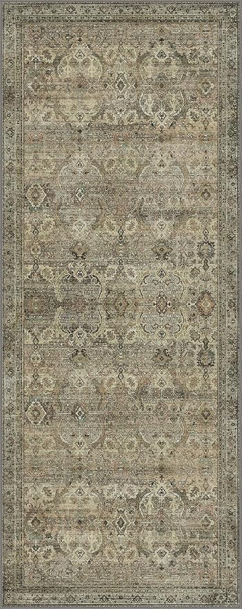 2x5 Runner Rug Machine Washable Boho Rug Runners for Hallway,Ultra-Thin Low Pile Rug,Lightweight Indoor Carpet,Non Slip Floral Runners for Enrtyway, Corridor, Home Office, Kitchen,Sage