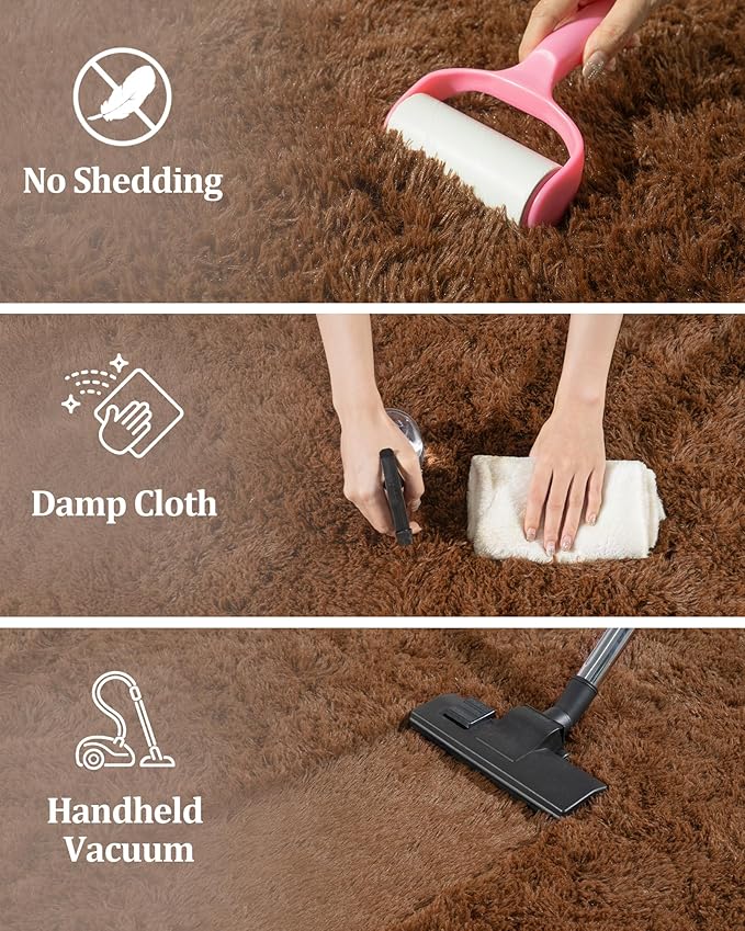 Brown Rug for Living Room Bedroom, 6x9 Fuzzy Fluffy Carpet, Shag Area Rugs for Kids Home Decor Aesthetic, Non Slip