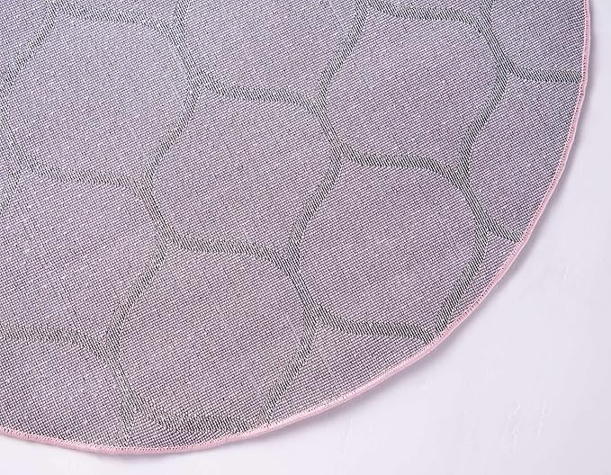 Unique Loom Trellis Frieze Collection Area Rug - Rounded (4' 1" Round, Light Pink/ Ivory)