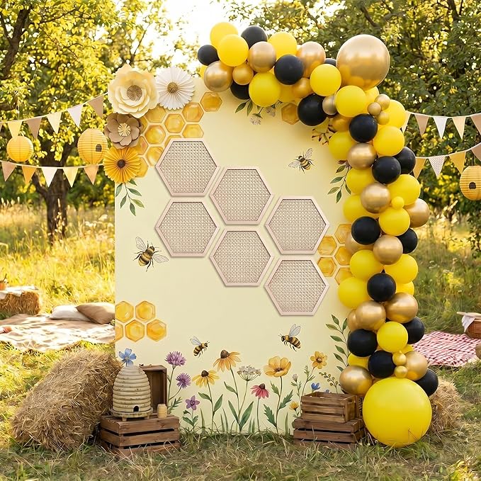 Ripeng 6 Pcs Honey Comb Decorations 11.8 Inch Hexagon Wall Decor Farmhouse Wood Earthy Hexagon Wall Panels Modern Hollow Carved Design Rustic Abstract Decor for Living Room Kitchen(Hollowed Style)
