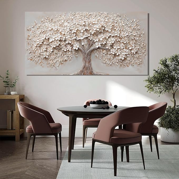 Canvas Wall Art Decor Prints Oversized Wall Art Pictures for Living Room Large Tree of Life Wall Art Decor Canvas Art Wall Decor Modern White Wall Art Prints Artwork for Walls Bedroom Office Decor 35" X 70"