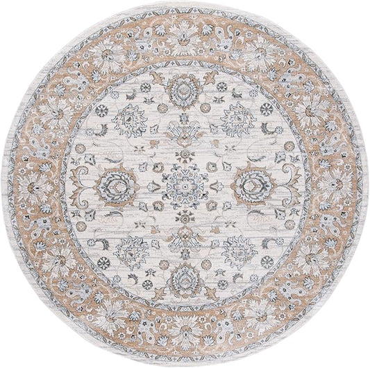 SAFAVIEH Isabella Collection 5'3" Round Cream/Beige ISA940B Traditional Oriental Non-Shedding Living Room Bedroom Area Rug