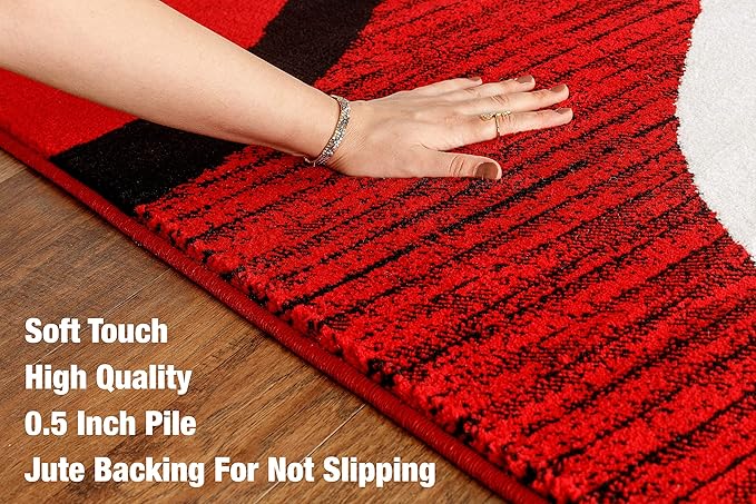 GLORY RUGS Modern Area Rug Swirls Carpet Bedroom Living Room Contemporary Dining Accent Sevilla Collection 4817A (4x6, Red)