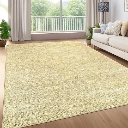 9x12 Area Rugs for Living Room Washable Solid Large Bedroom Rugs Non Slip Soft Modern Abstract Dining Room Throw Carpet Minimalist Classic Plain Area Rug for Nursery Kitchen Home Office, Tan
