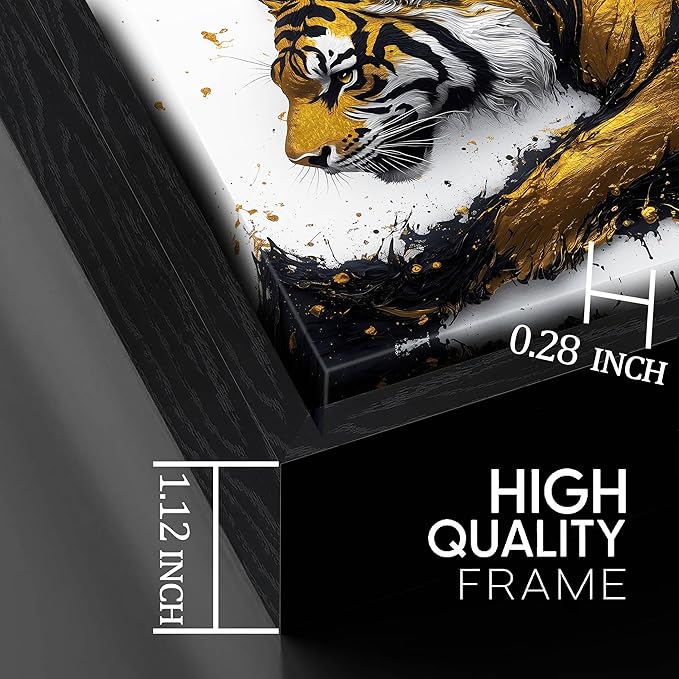 Tiger Painting Wall Art for Living Room - Animal Canvas Wall Art for Office - Black Framed Wall Art for Bedroom Size 24" x 48"