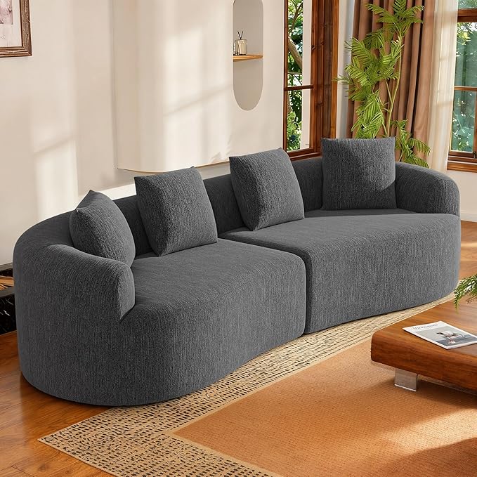 110” Modern Curved Sofa,Oversized Couch for Living Room,Cloud Couch with Boneless Couchs,Modular Sectional Sofa with Deep Seat,No Assembly Required,Black