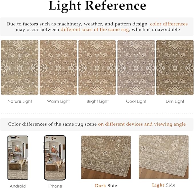 PureCozy 2x3 Area Rug Brown Washable Entryway Vintage Carpet Door Mat Small Non Slip Stain Soft Resistant Low Pile Thin Boho Accent Indoor Throw Rug for Kitchen Bathroom Entrance Bedroom
