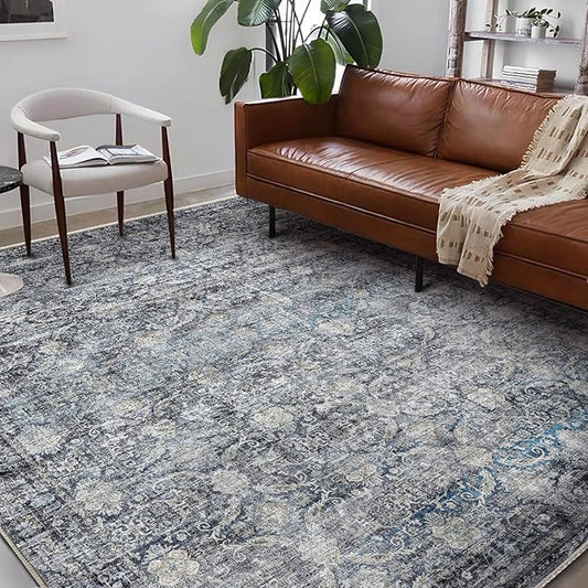CHAMPLANT Washable Area Rug 8'x10' Boho Design Non-Shedding Non-Slip Easy Care Ideal for High Traffic Areas in Living Room Bedroom Office Coffee Table Kitchen Large Carpet