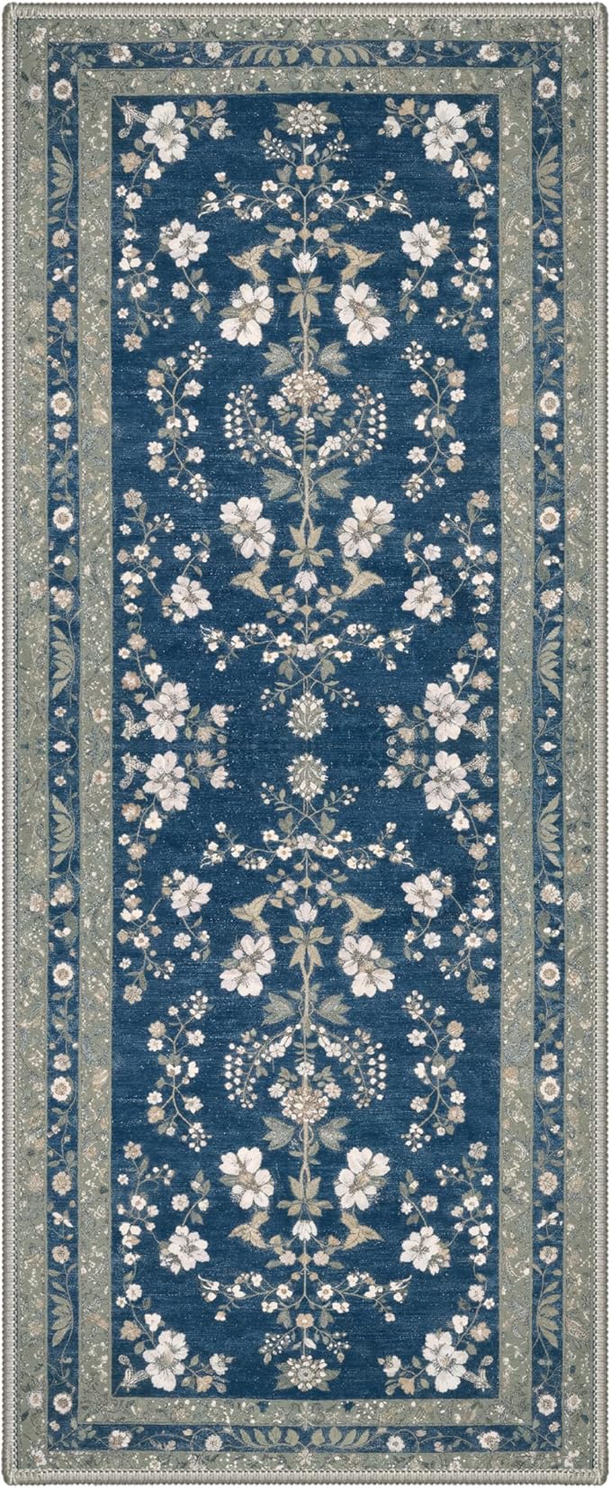 GENIMO Runner Rug 2x5 Non Slip Machine Washable Vintage Hallway Runner Rug, Low Pile Lightweight Rugs for Entryway, Hallway, Kitchen and Corridor, Dusty Navy