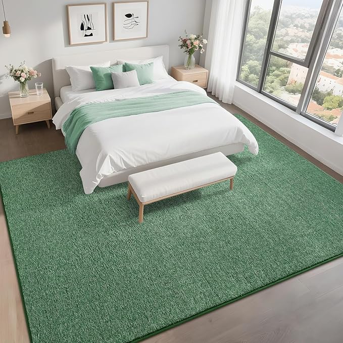 6x9 Area Rugs for Bedroom Living Room, Green White Soft Low-Pile Modern Indoor Thickened Memory Foam Non-Slip Washable Carpets for Kids Dorm Home Decor Rug
