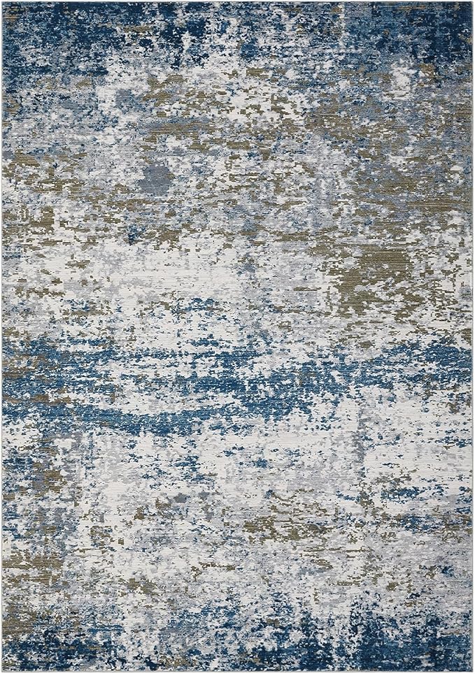 ROYHOME Modern Abstract 2x3 Area Rug Non Slip Non Shedding Low Pile Stain Resistant Rug for Entryway Kitchen Bedroom,Navy
