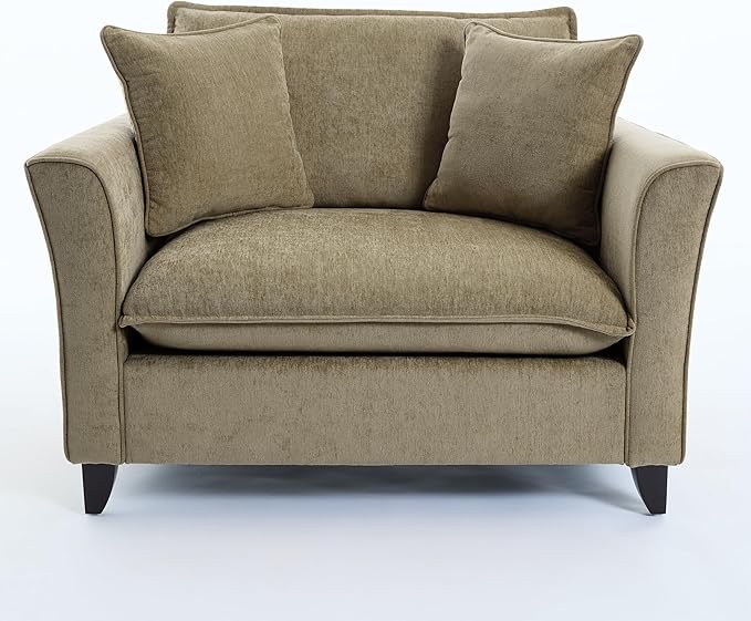 Merax 46.9 Inch Chenille Armchair, Luxury Oversized Accent Arm Chair with 2 Pillows, Modern Single Cloud Lounge Sofa Chair, Comfy Deep Seating for Office Apartment Living Room, Easy Assembly, Green