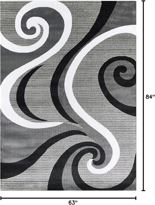 GLORY RUGS Modern Area Rug 5x7 Black Gray Modern Carpet Bedroom Living Room Contemporary Dining Accent Sevilla Collection 4817A (Grey Black)