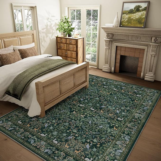 Washable Area Rugs for Living Room: 6x9 Rugs for Bedroom Stain Resistant Non Slip Low Pile Lightweight Soft Carpets for Bedroom Kitchen Dining Room Nursery Kids Room Farmhouse Home Office