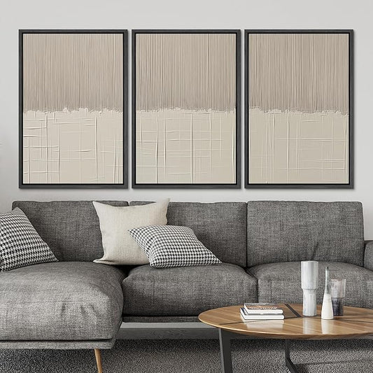 SIGNLEADER Framed Canvas Print Wall Art Set Beige Abstract Neutral Illustrations Minimal Decorative Bohemian Nordic for Living Room, Bedroom, Office - 16"x24"x3 BLACK